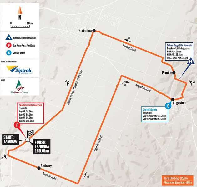 Tour Down Under stage 1 map